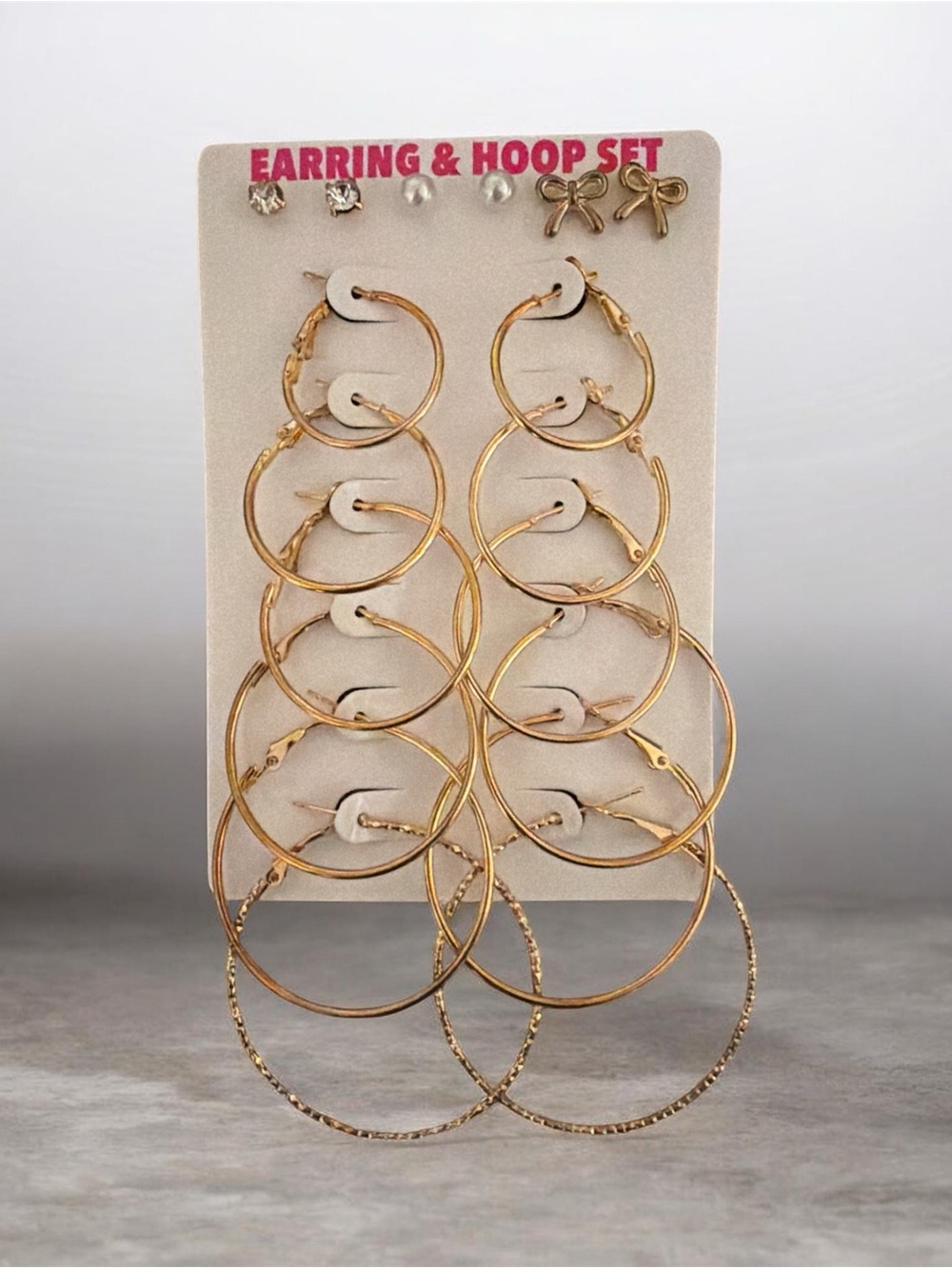 Gold Hoop & Stud Earring Set - Women’s Jewelry